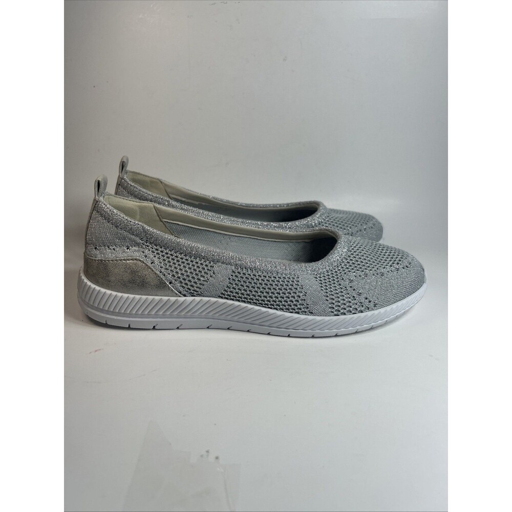 Easy Spirit Women Shoes Size 9 WW Glitz Slip On Silver Walking Comfort Sneakers